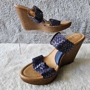 Born Concepts Women's Karalee Woven Wedge Sandals Size 8M Blue Open Toe Platform
